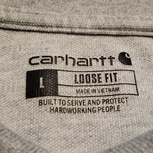 Carhartt Polo Shirt Men's Large L Gray Loose Fit Western Ranchwear Trendy Preppy - Picture 7 of 10